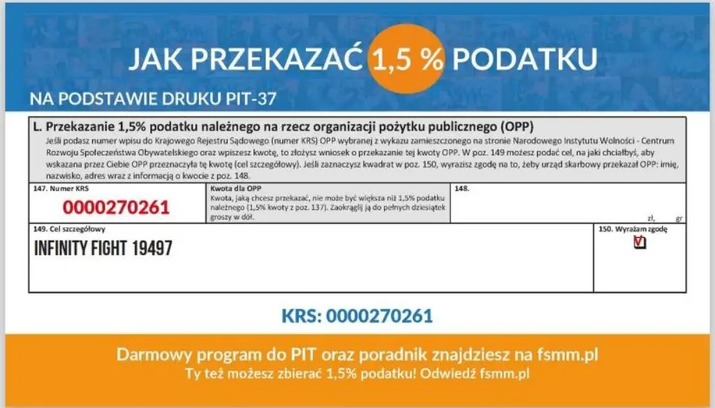 Podatek dla Infinity Fight Elbląg
