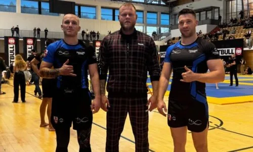 Dominik Kopczyński, Łukasz Malinowski oraz Przemysław Kopeć na Pucharze Polski Jiu Jitsu No Gi w Poznaniu